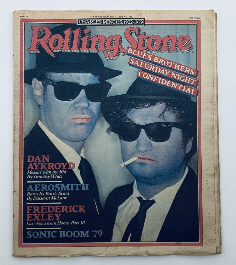 VTG Rolling Stone Magazine February 22 1979 No. 285 featuring the Blues Brothers on the cover, showcasing Dan Aykroyd and John Belushi wearing sunglasses.
