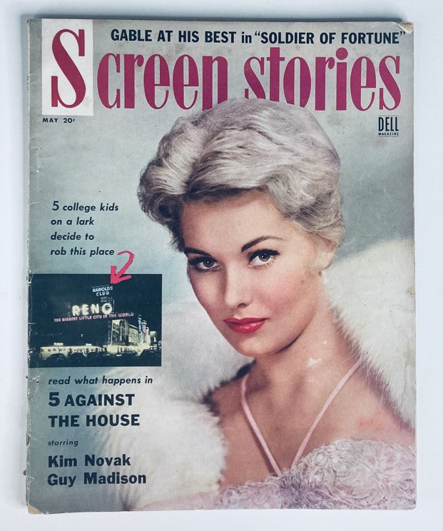 Cover of VTG Screen Stories Magazine May 1955 Vol 53 No. 5 featuring actress Kim Novak and a promotion for the movie '5 Against the House'