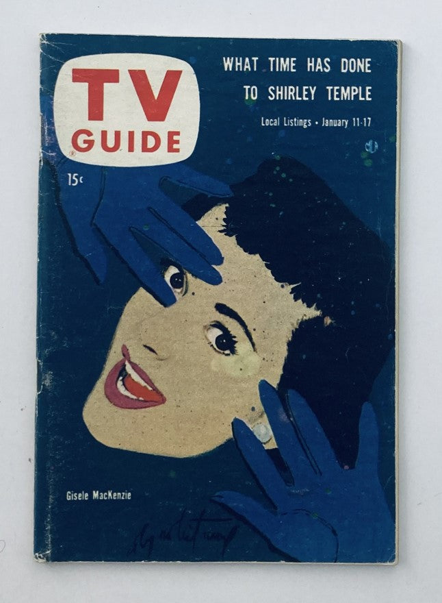 Vintage TV Guide Magazine January 11 1958 #250 featuring Gisele MacKenzie on the cover, showcasing classic television art style.