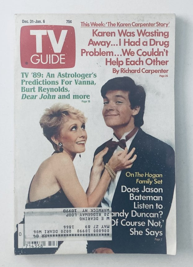 TV Guide Magazine December 31 1988 featuring Jason Bateman and Sandy Duncan on the cover, showcasing nostalgic television history.