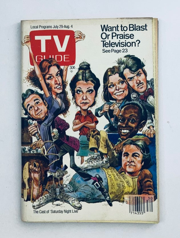 TV Guide Magazine July 29 1978 featuring a colorful cover illustration showcasing the cast of 'Saturday Night Live'. This unique Los Angeles Metro Edition captures a moment in television history.