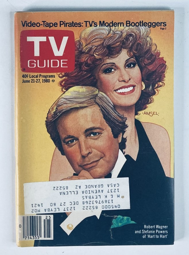 Cover of TV Guide Magazine June 21 1980, featuring Stefanie Powers and Robert Wagner, issue number #1421, highlighting classic television themes.