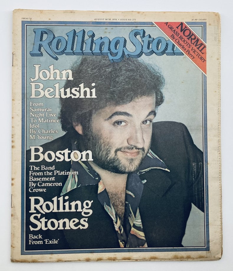 VTG Rolling Stone Magazine August 10 1978 No. 271 featuring John Belushi on the cover, capturing the cultural essence of the late 1970s with articles on music and entertainment.