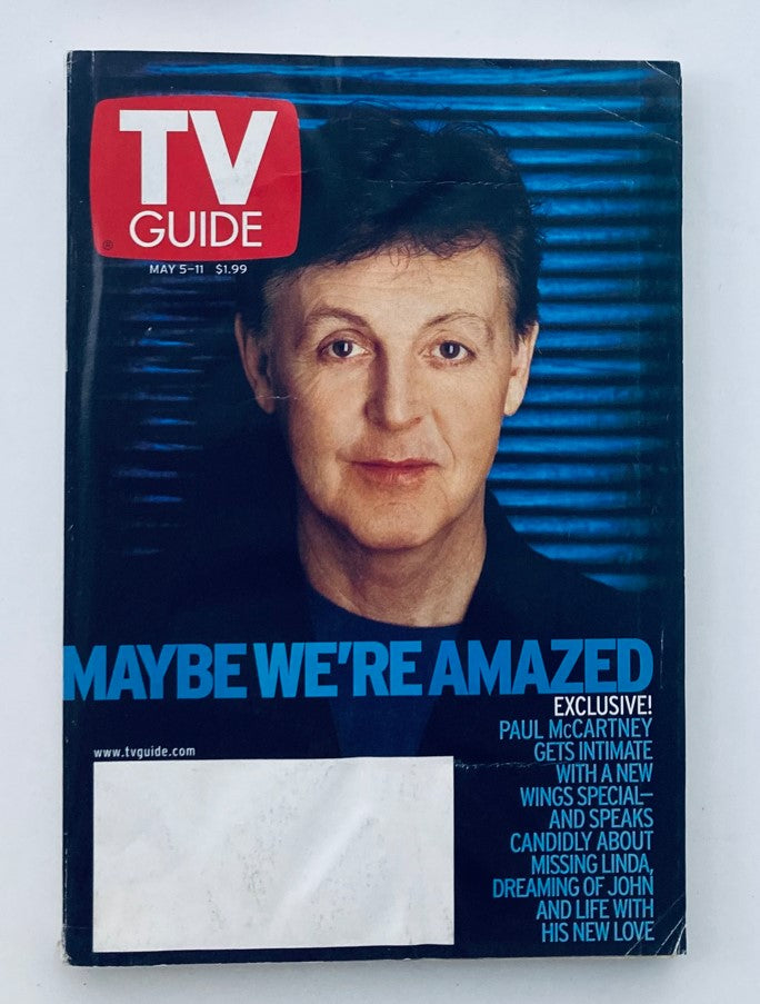 TV Guide Magazine May 5 2001 featuring Paul McCartney on the cover, showcasing his portrait and promoting an exclusive interview.