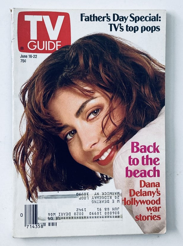 Cover of TV Guide Magazine June 16, 1990 featuring Dana Delany's Hollywood War Stories, with the headline 'Back to the Beach' and Father's Day Special theme.