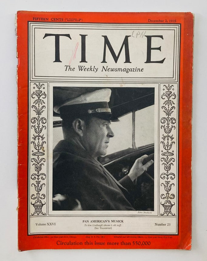 Time Magazine December 2 1935 Vol 26 No. 23 Pan American's Edwin C. Musick
