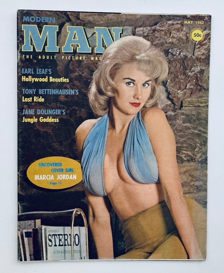 VTG Modern Man Magazine May 1962 featuring cover girl Marcia Jordan, showcasing classic 1960s fashion and style, with notable articles and imagery from the era.