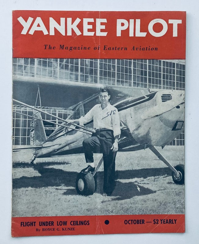 Vintage Yankee Pilot Magazine October 1946 cover featuring a pilot next to a light aircraft, showcasing aviation history.