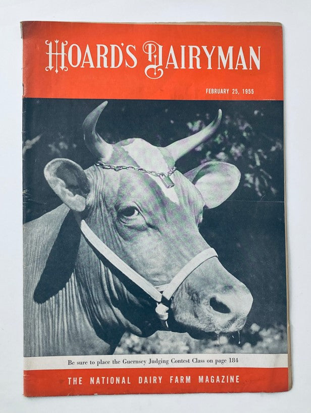 Cover of VTG Hoard's Dairyman Magazine February 25, 1955, featuring a dairy cow on the front, highlighting Dinners for Busy Days.