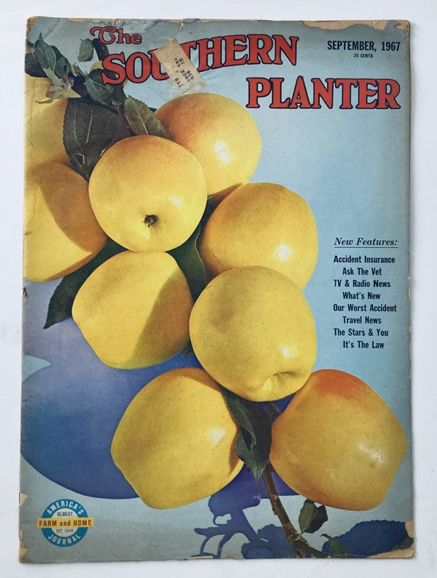 Cover of VTG The Southern Planter Magazine, September 1967, showcasing vibrant yellow apples with the title prominently displayed.