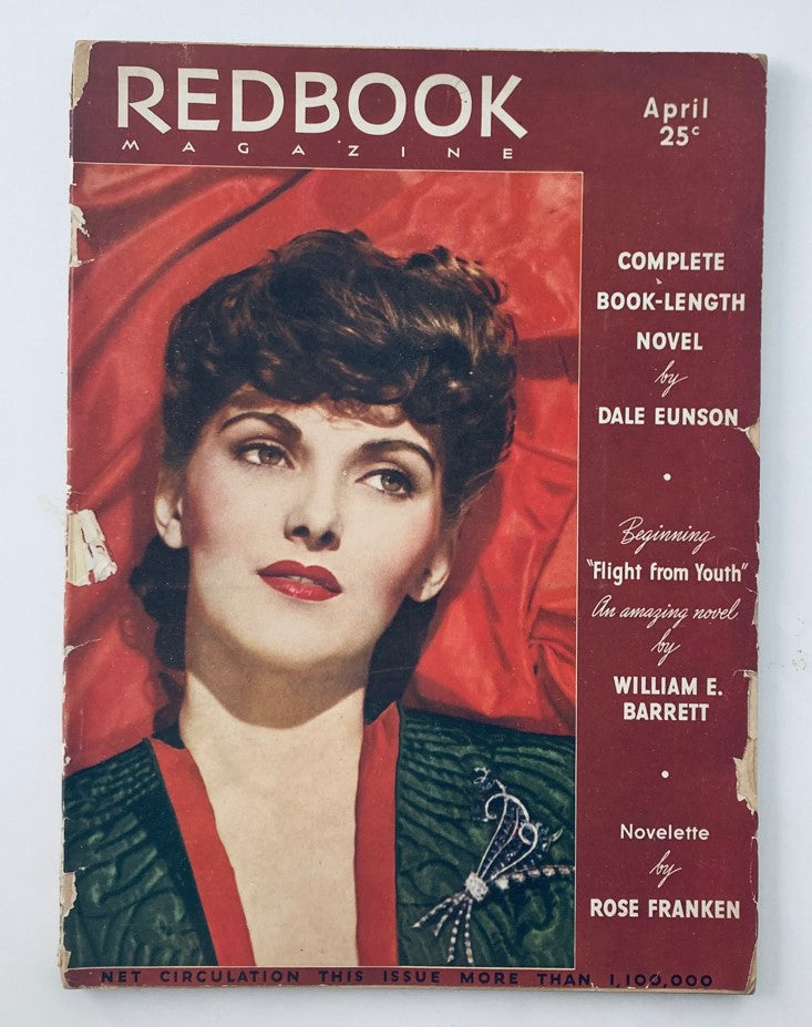 VTG Redbook Magazine April 1939, Vol 72 No. 6 featuring a vintage cover with a woman in a red dress and bold makeup, representing the era's fashion and culture.