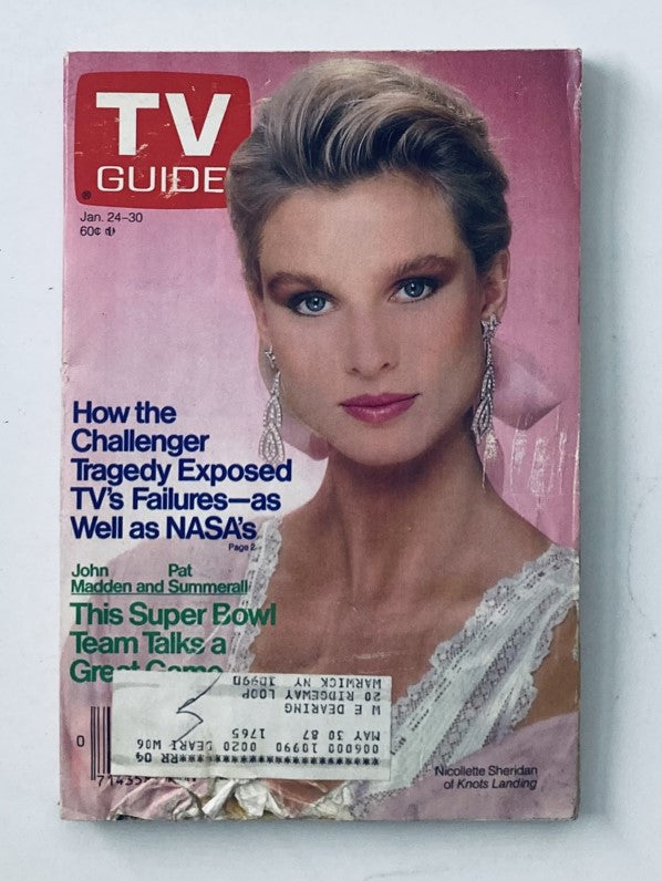 Cover of TV Guide Magazine January 24 1987 featuring Nicollette Sheridan, highlighting late 80s television and pop culture.
