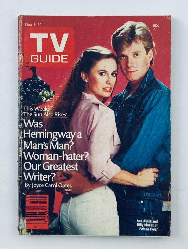 TV Guide Magazine December 8 1984 featuring Ana Alicia and Billy Moses on the cover. This vintage magazine highlights television history and cultural insights from the era.