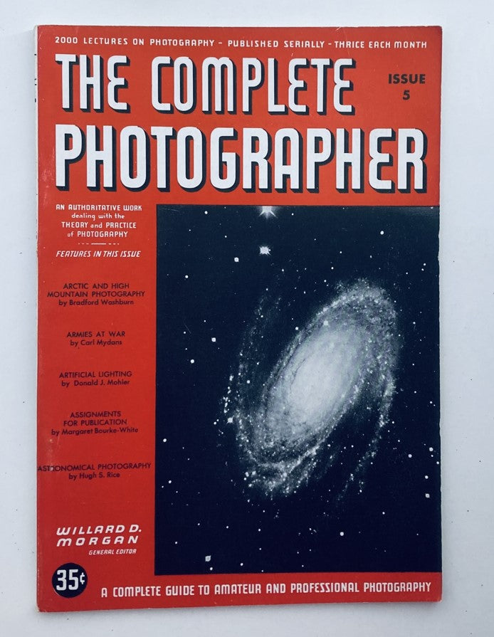 The Complete Photographer Magazine Cover from October 1941, Issue 5, featuring the title 'Armies at War' with an astronomical photograph of a galaxy and highlighting articles on photography techniques.