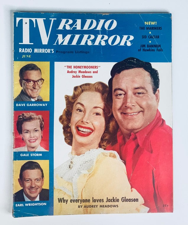VTG TV Radio Mirror Magazine June 1955 featuring Audrey Meadows and Jackie Gleason on the cover, showcasing classic television history with vibrant images and program listings.