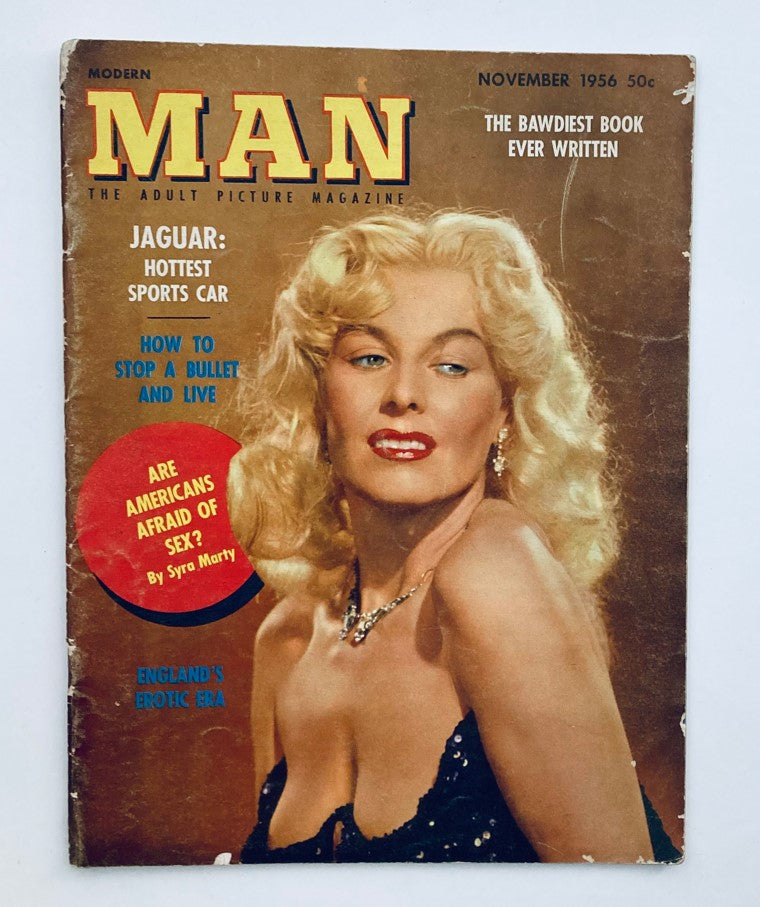 Cover of the VTG Modern Man Magazine November 1956 featuring Syra Marty, showcasing vintage design and style of the 1950s.