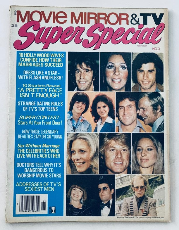 Cover of VTG Movie Mirror & TV Super Special Magazine #3 (1976) featuring stars like Henry Winkler and John Travolta, showcasing vintage entertainment with articles on Hollywood marriages and celebrity lifestyle.