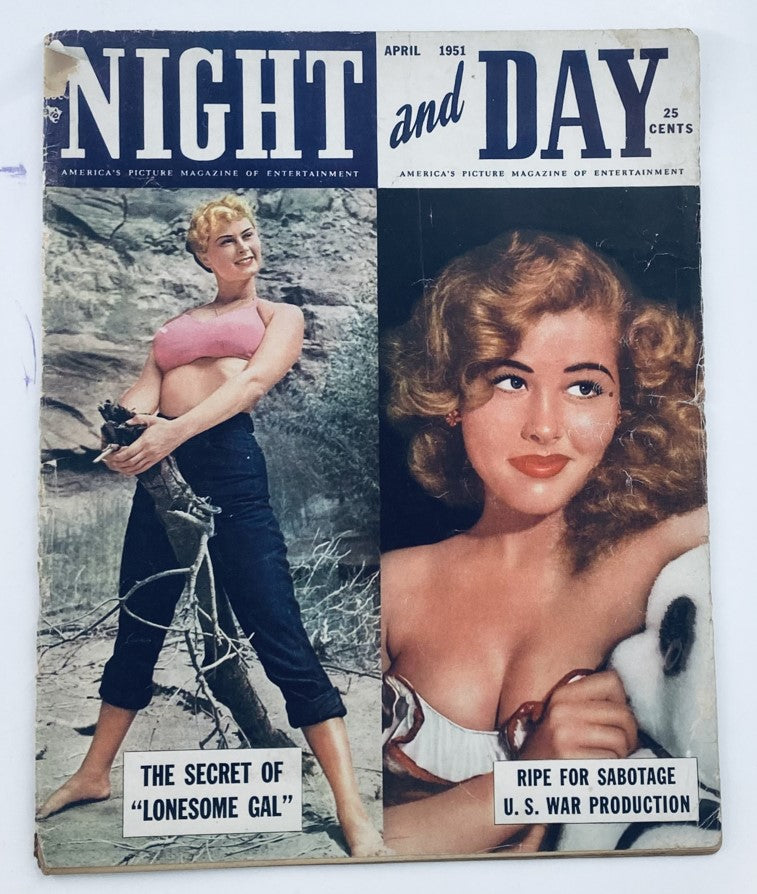 VTG Night and Day Magazine April 1951 featuring Irish McCalla and Trudy Williams cover with vintage aesthetic.