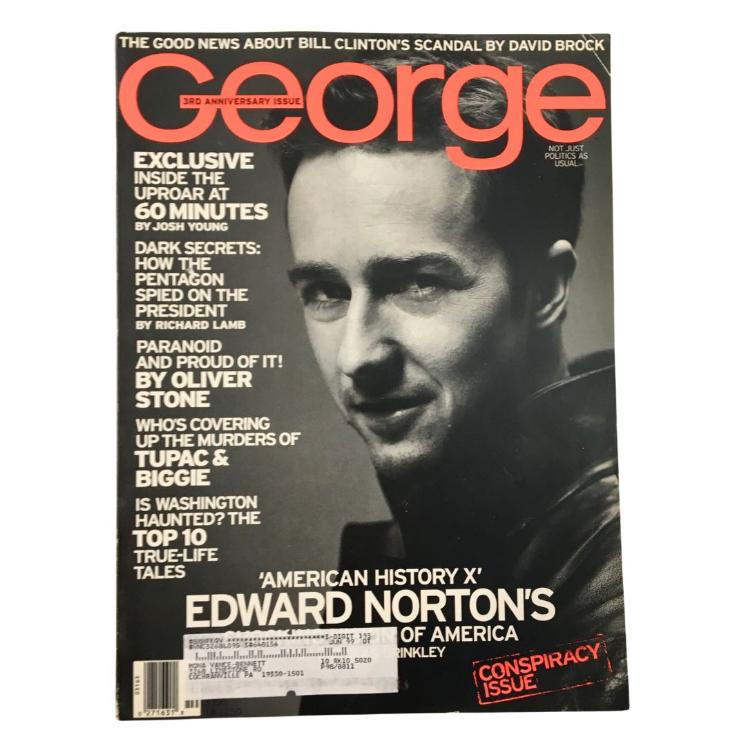 Cover of George Magazine, October 1998, featuring Edward Norton with the headline 'American History X: A Shocking Vision
