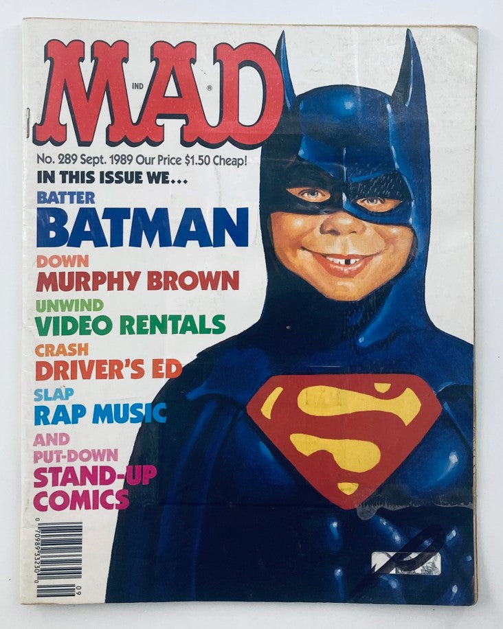 Cover of Mad Magazine September 1989 No. 289 featuring 'Batter Batman 2.0', showcasing iconic comic satire with vibrant colors.