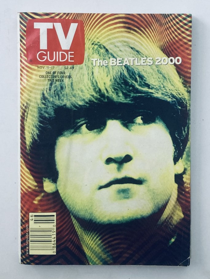 TV Guide Magazine November 11 2000 featuring John Lennon on the cover, highlighting the theme The BEATLES 2000.
