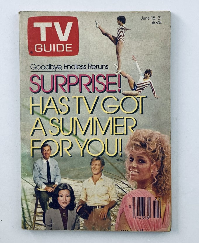 Cover of TV Guide Magazine June 15 1985 titled 'Goodbye, Endless Reruns', featuring a colorful design and images related to summer television programming.