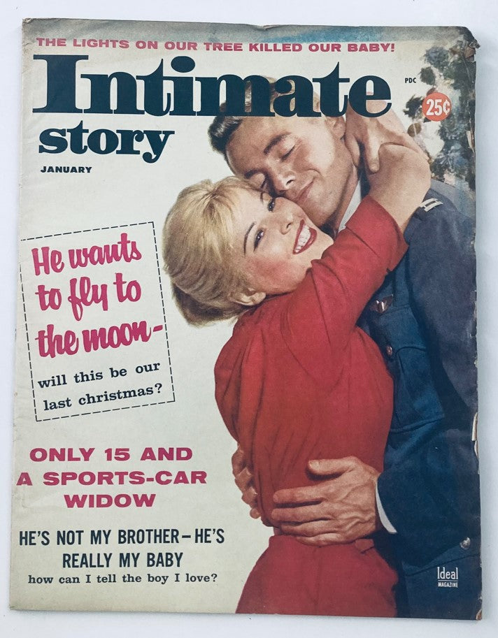 VTG Intimate Story Magazine January 1960 cover featuring a romantic scene with a couple, highlighting the theme 'Too Lonely Without Love'.