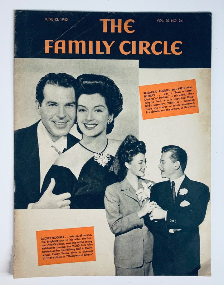 Vintage The Family Circle Magazine June 12 1942 Rosalind Russell & Fred No Label