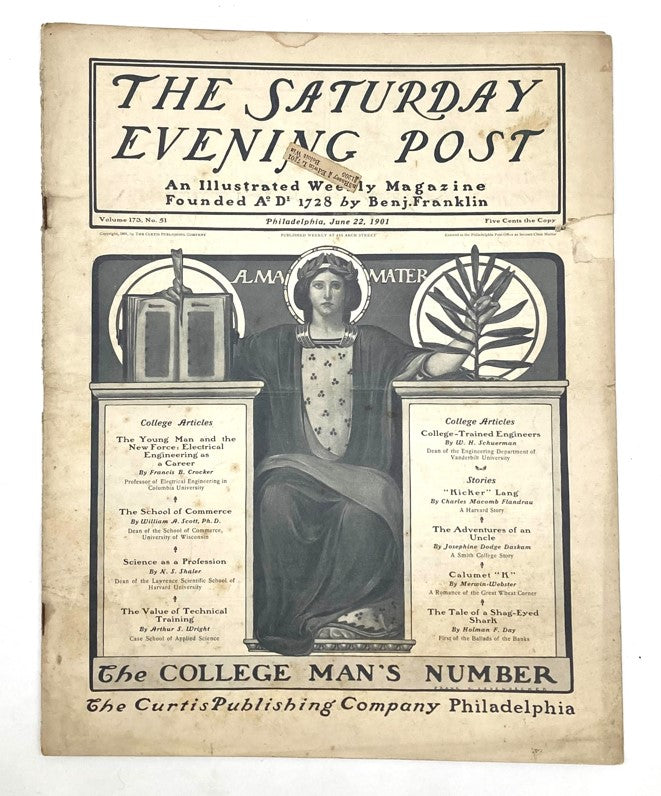 Cover of the Saturday Evening Post Magazine from June 22, 1901 featuring an illustrated design and the title 'The College Man's Number'.
