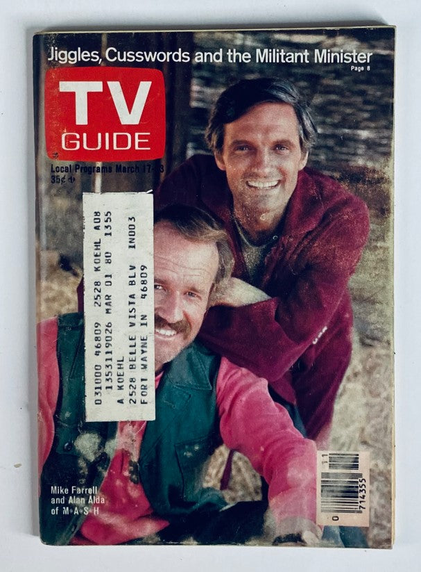 TV Guide Magazine March 17 1979 cover featuring Mike Farrell and Alan Alda from M*A*S*H, showcasing a vintage television design and program highlights of the late 1970s.