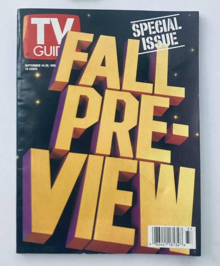 TV Guide Magazine September 14 1991 Fall Preview Pittsburgh Metro Edition cover featuring bold text 'FALL PREVIEW' and the iconic TV Guide logo.