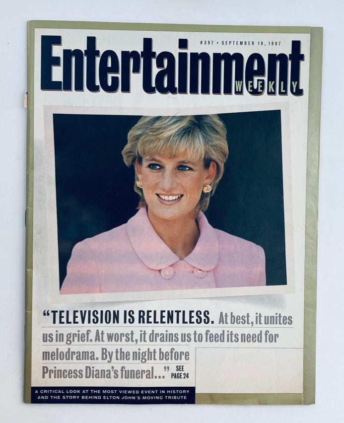 Entertainment Weekly Magazine September 19 1997 issue #397 featuring Princess Diana on the cover, highlighting a notable moment in pop culture history.