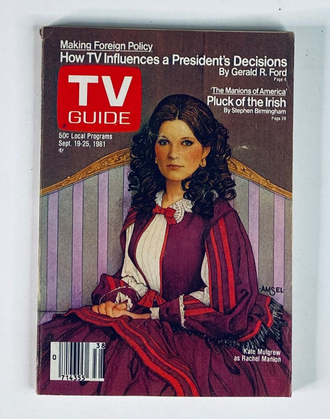 TV Guide Magazine September 19, 1981 featuring Kate Mulgrew on the cover, showcasing her role as Rachel Manion. This vintage magazine captures a moment in television history.