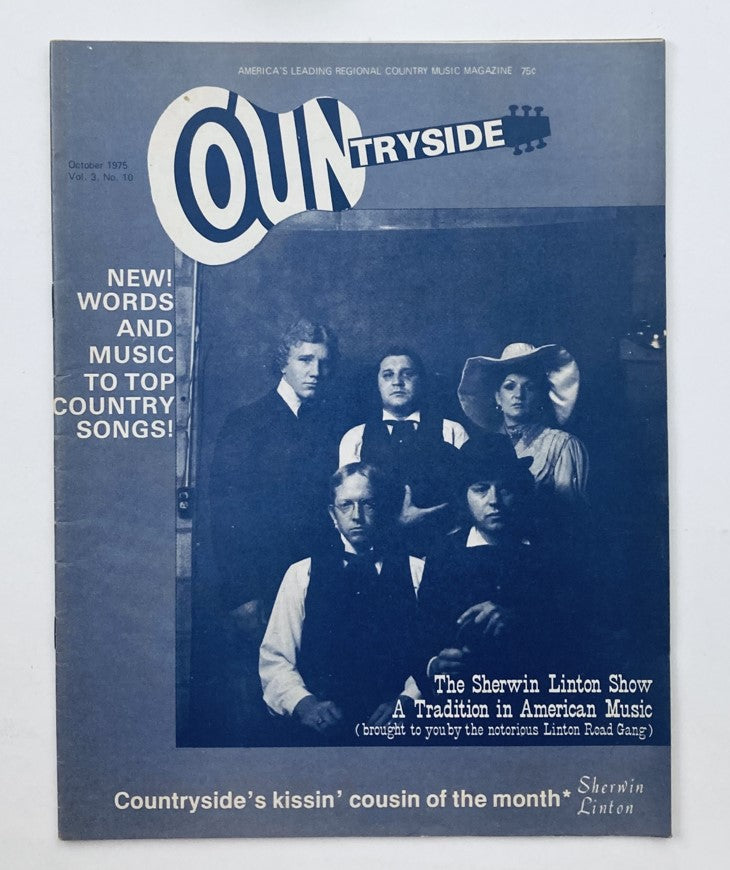 Cover of VTG Countryside Magazine October 1975 Vol 3 No. 10 featuring the Sherwin Linton Show and highlights of country music.