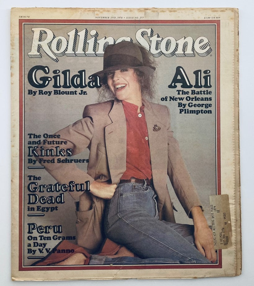 Vintage Rolling Stone magazine cover from November 2, 1978, issue number 277 featuring Gilda Ali, illustrated by Roy Blount Jr., showcasing the vibrant pop culture of the late 1970s.