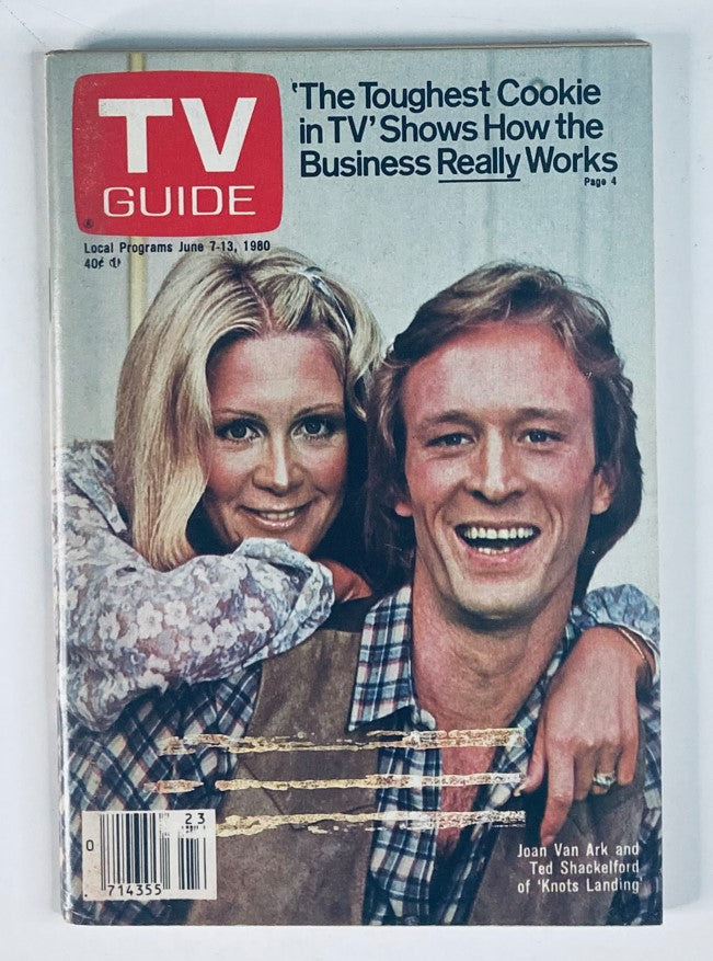 Cover of TV Guide Magazine June 7, 1980 #1419 featuring Joan Van Ark and Ted Shackelford, stars of the soap opera Knots Landing, showcasing the magazine's nostalgic value for collectors.