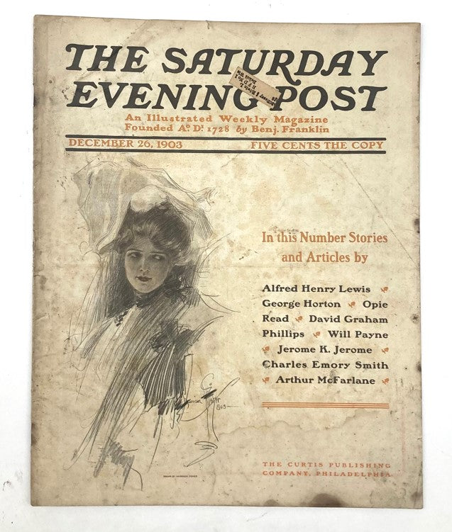 Saturday Evening Post cover from December 26, 1903, featuring detailed illustrations and the theme 'The Number Stories'. A vintage magazine cover showcasing early 20th-century art.