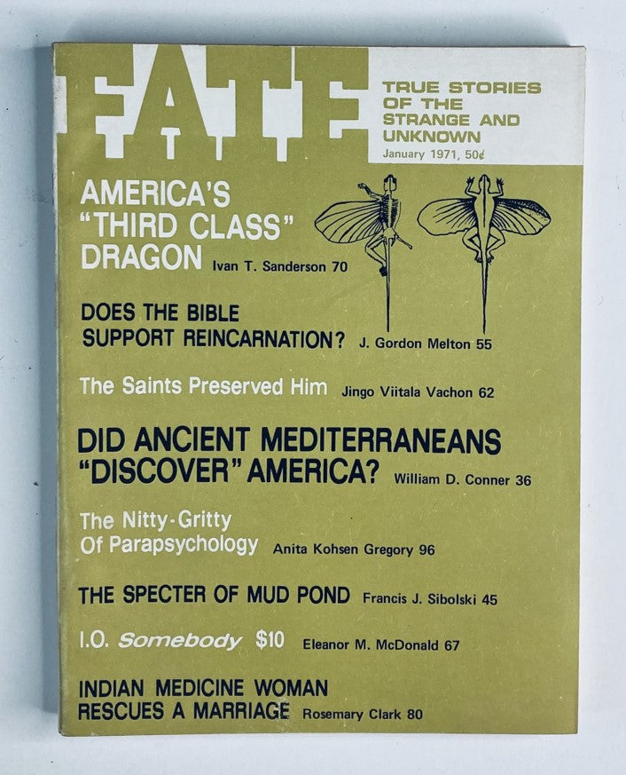 Cover of Fate Magazine, January 1971, Volume 24, No. 1, featuring the article 'The Saints Preserved Him' along with other intriguing topics on the supernatural and unexplained phenomena.