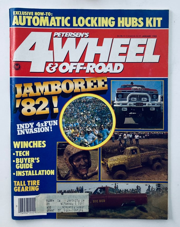 Petersen's 4 Wheel & Off-Road Magazine January 1983 cover featuring 'Indy 4xFun Invasion' with prominent visuals of off-road events, trucks, and vibrant headlines.