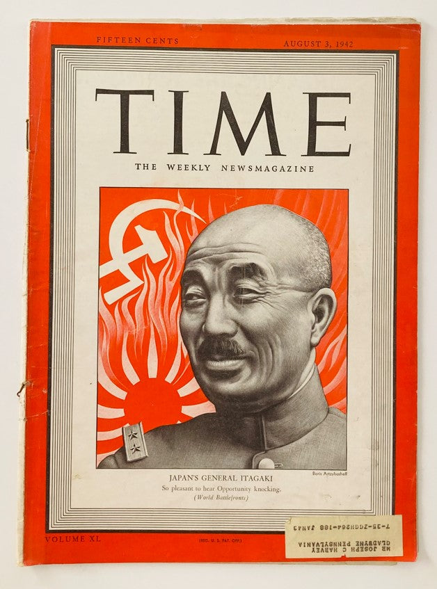 Vintage Time Magazine August 3 1942 Vol 40 No. 5 Japan's General Seishirō Itagaki