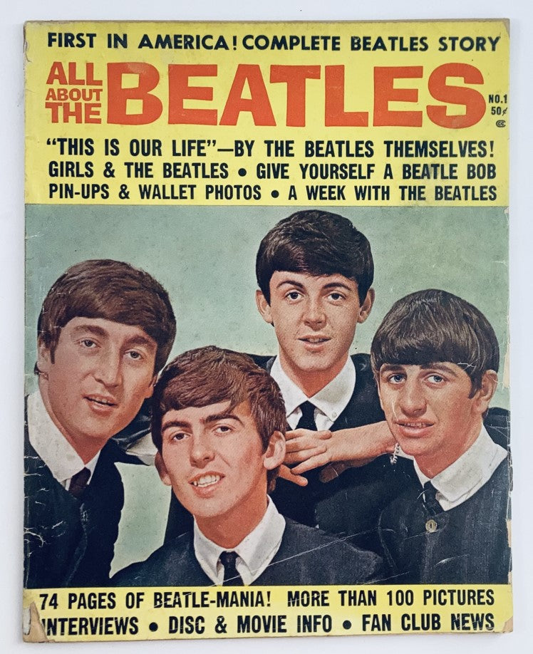 Cover of VTG All About The Beatles Magazine 1964 No. 1: This Is Our Life featuring The Beatles band members, highlighting the magazine's focus on the early career and popularity of the iconic group.