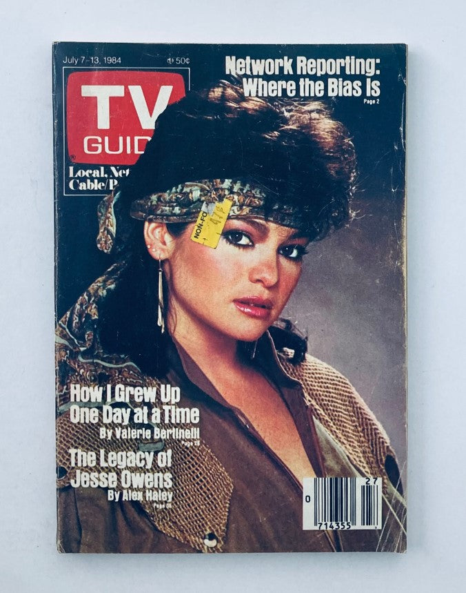 TV Guide Magazine cover from July 7, 1984 featuring Valerie Bertinelli, showcasing articles including 'How I Grew Up' and 'The Legacy of Jesse Owens'
