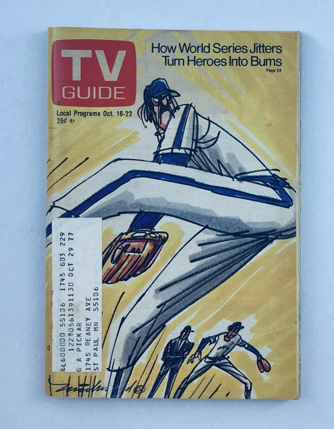 Cover of TV Guide Magazine October 16 1976, Issue #1229, featuring an illustration related to the Baseball Series and the Minneapolis-St. Paul Edition.