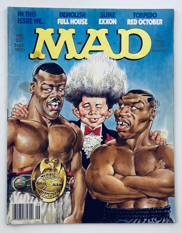 Cover of Mad Magazine September 1990 No. 297 featuring Mike Tyson and Don King in a humorous illustration.