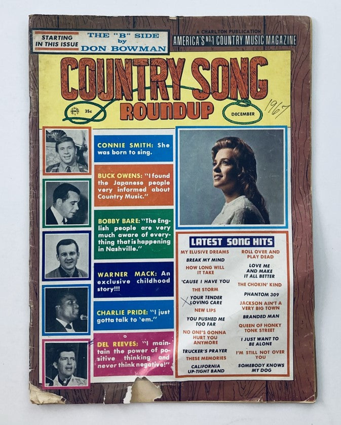 Cover of VTG Country Song Roundup Magazine December 1967 featuring Connie Smith and Buck Owens, highlighting country music artists and song hits.