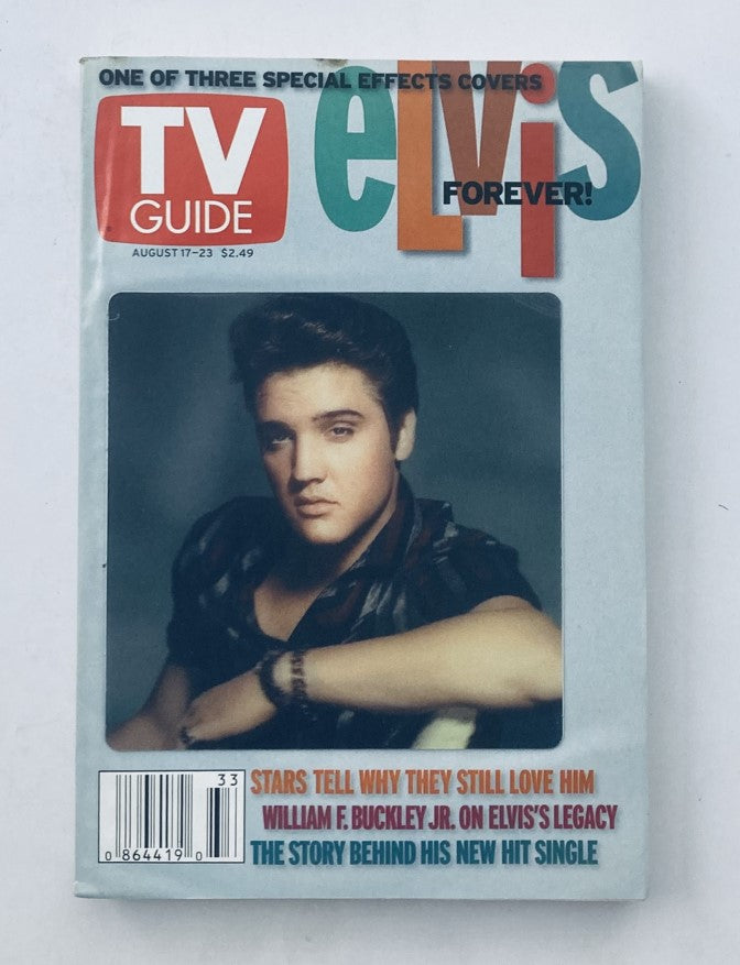 TV Guide Magazine August 17 2002 featuring Elvis Presley on the cover, showcasing a special effects layout and discussing his legacy.