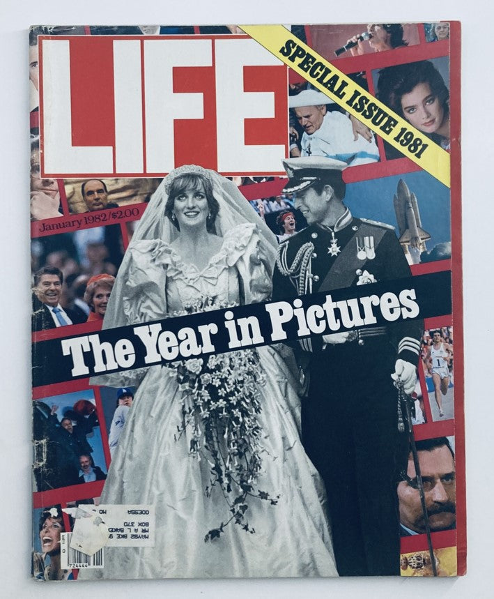 Cover of VTG Life Magazine January 1982 Vol 5 No. 1 featuring Princess Diana and Prince Charles in their iconic wedding attire.