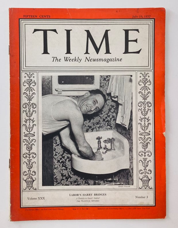 Vintage Time Magazine July 19 1937 Vol 30 No. 3 Labor's Harry Bridges