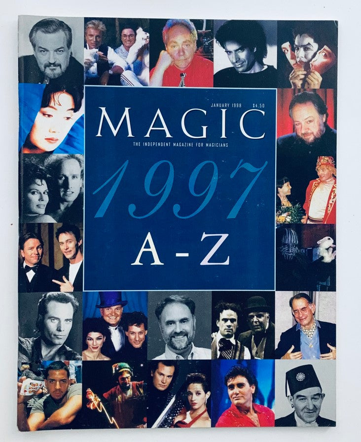 Cover of VTG Magic Magazine for Magicians January 1998, featuring '1997 from A - Z' and a collage of magicians.