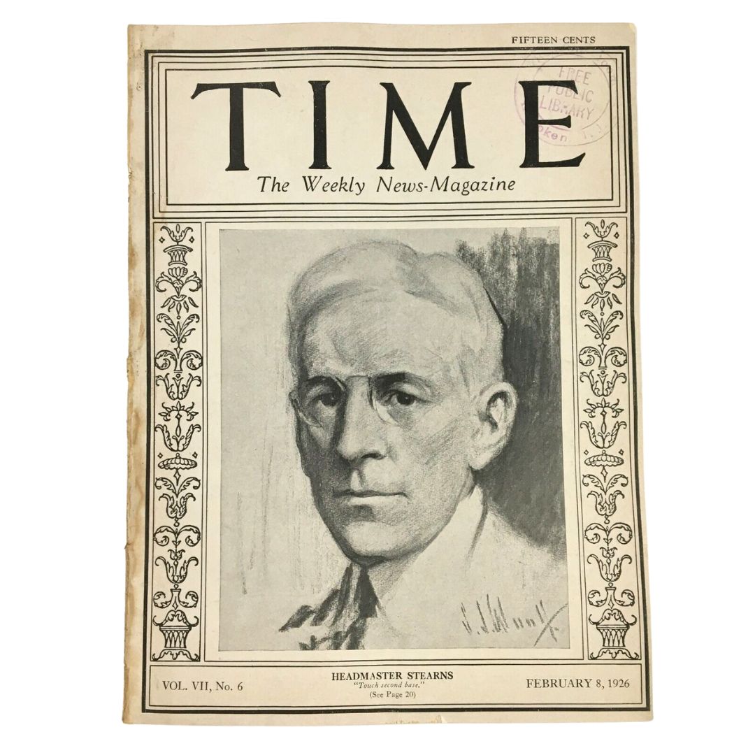 Time Magazine February 8 1926 Vol. VII No. 6 Headmaster William Stearns